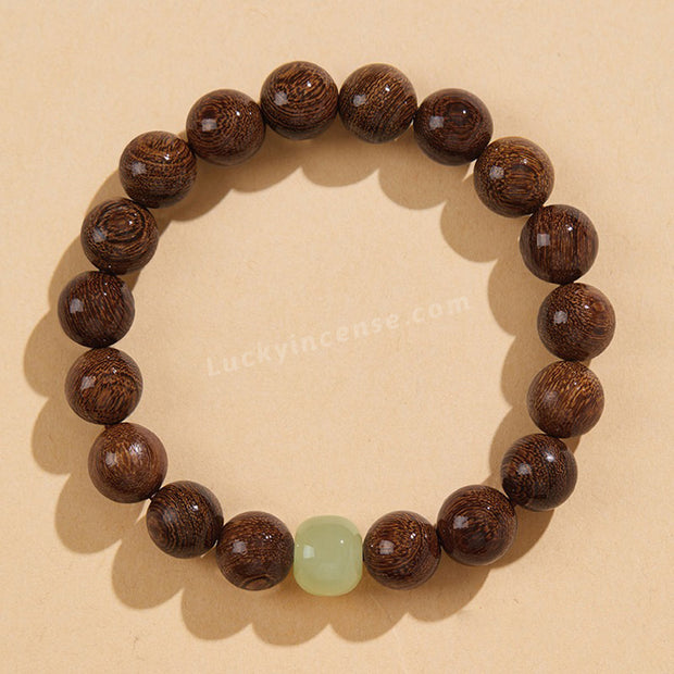 Golden Sandalwood Beads Hetian Jade Bracelet