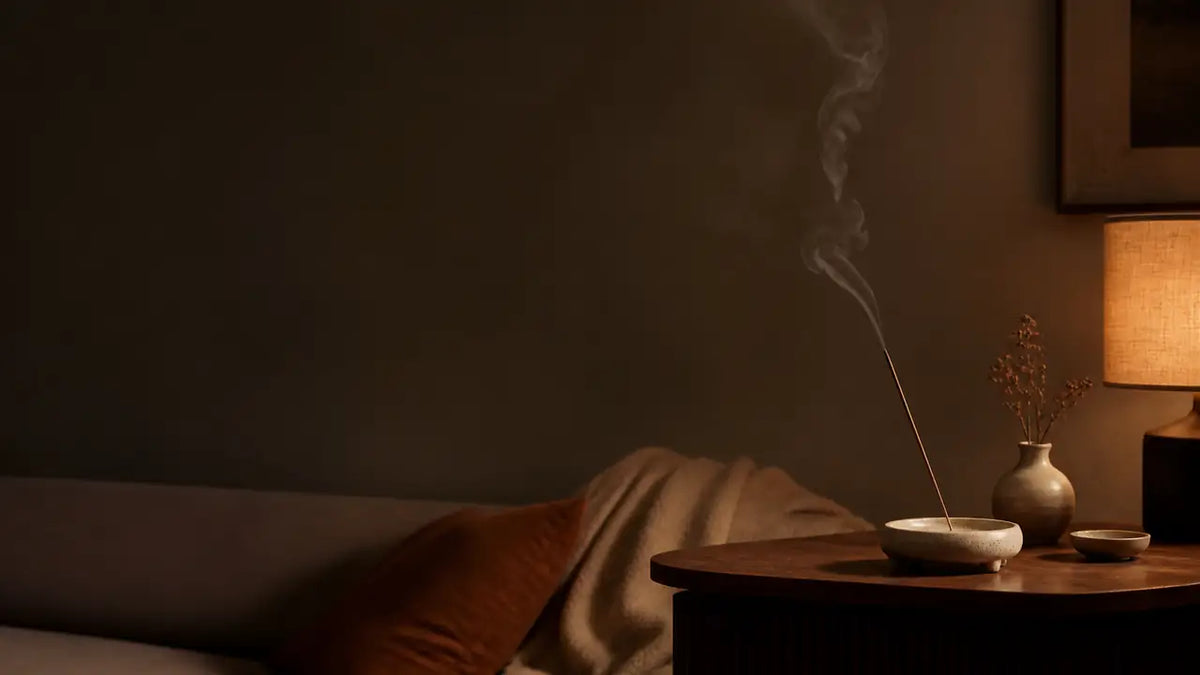Incense burner in warm low light