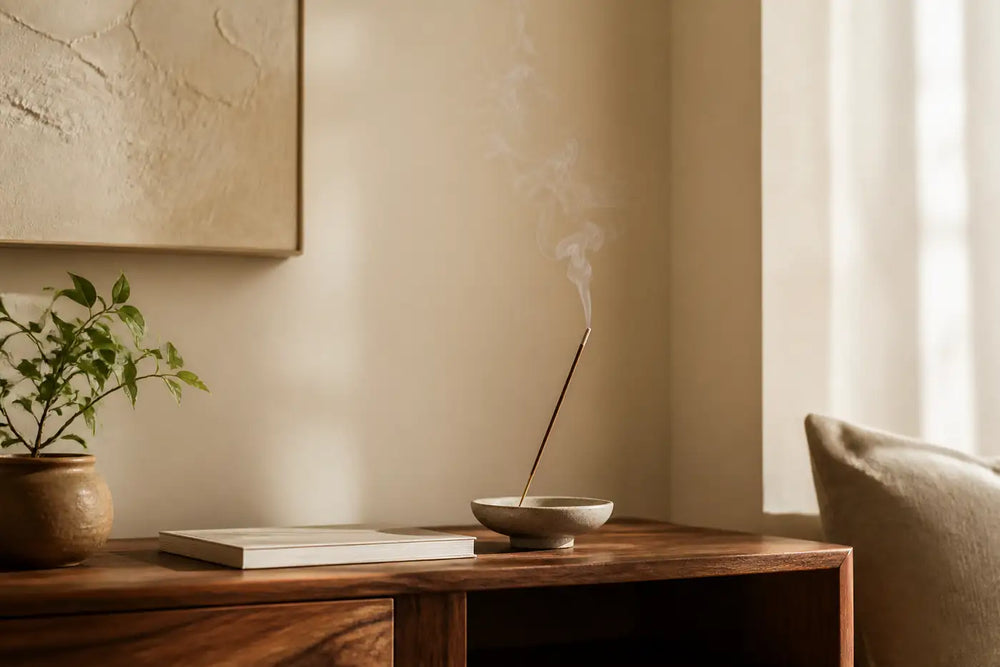 Walnut wood and incense material detail